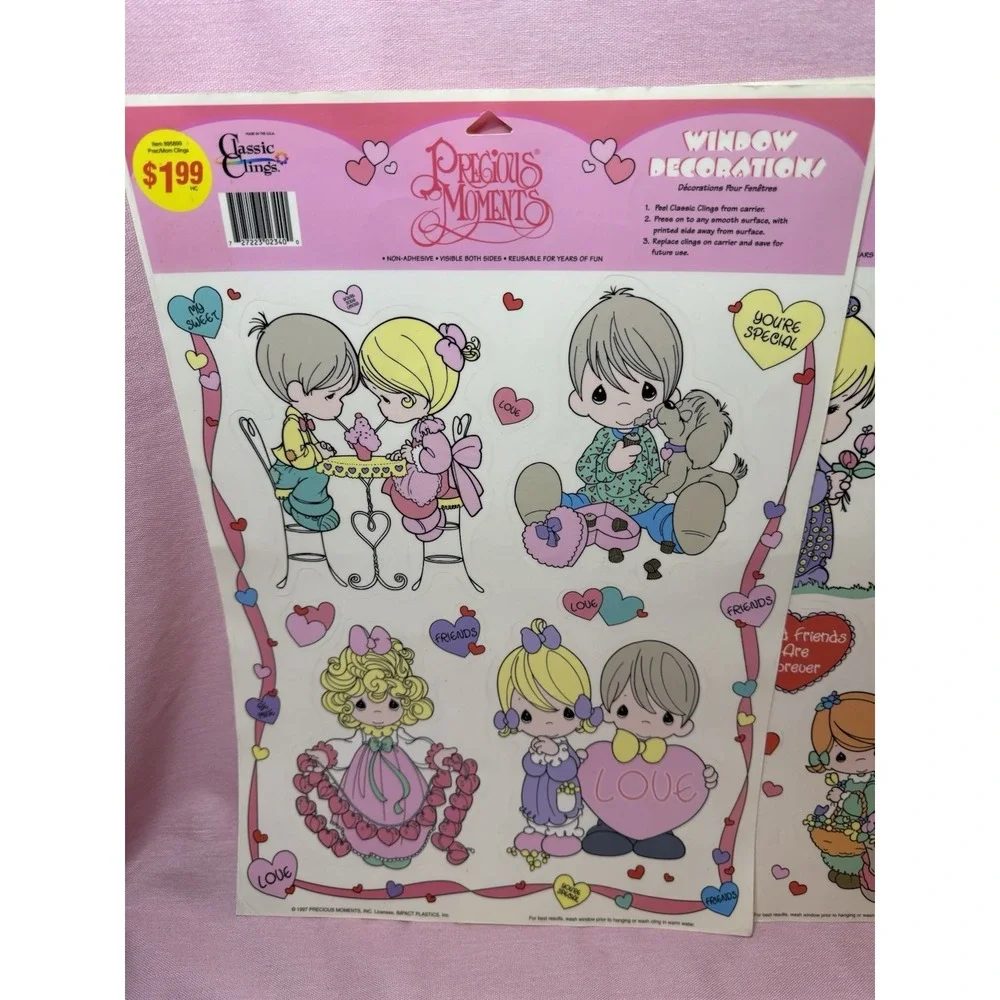 Vintage 1997 Precious Moments Classic Clings Window Decorations Lot of 2